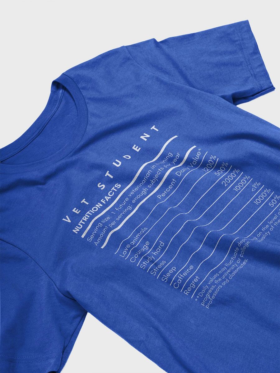 "Vet Student Nutrition Facts" t-shirt (dark background) product image (5)