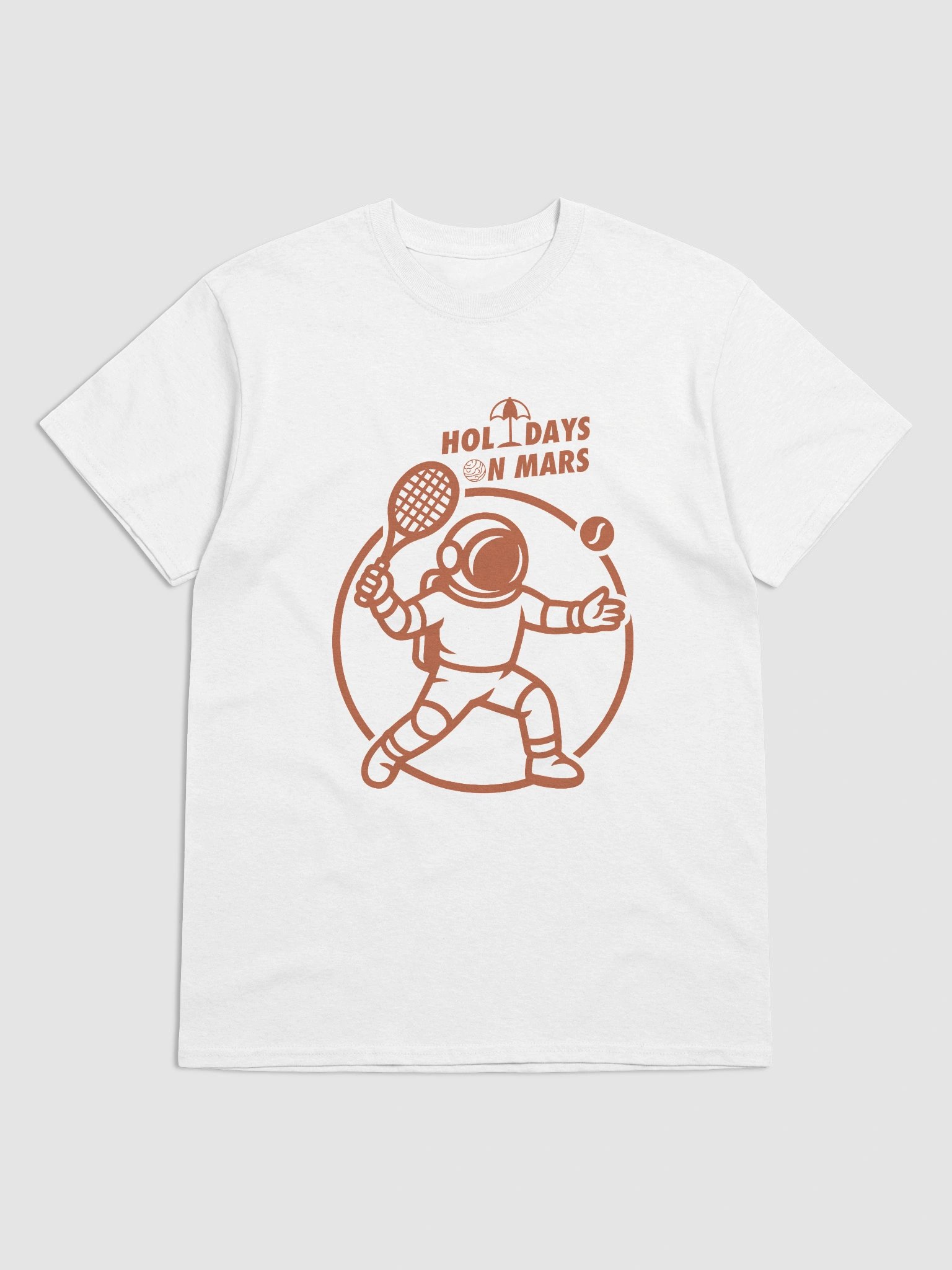 Holidays On Mars | Astronaut Tennis Player Logo Orange T-shirt product image (1)