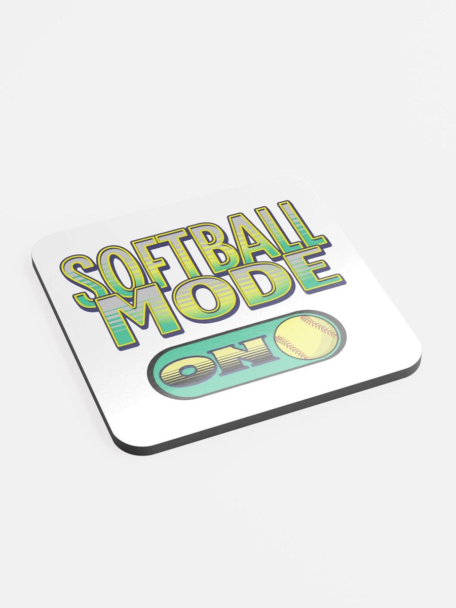 Softball Mode On Glossed Cork Coaster product image (3)