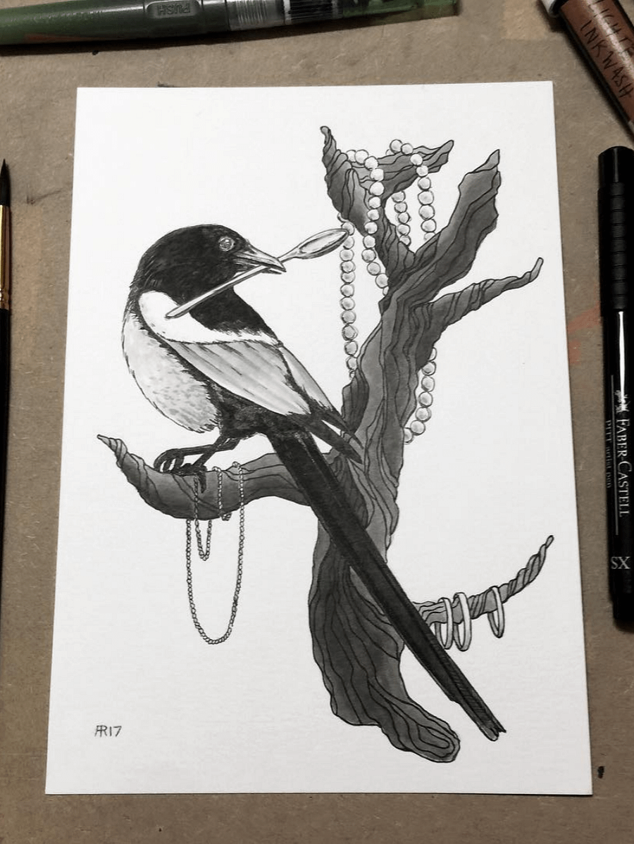 original painting : magpie product image (1)