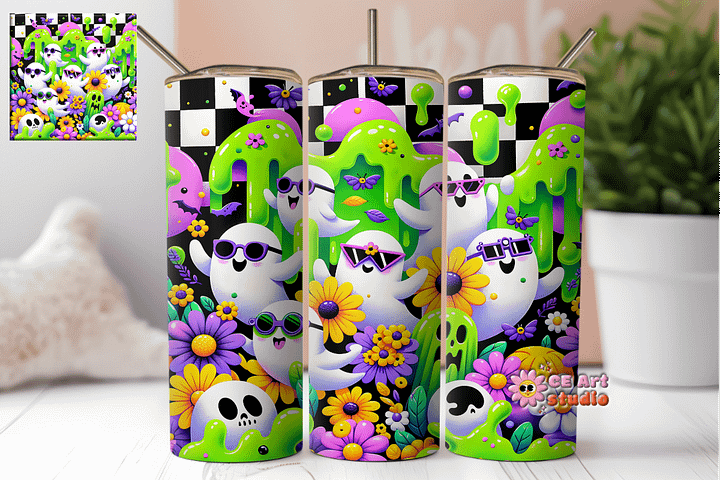 Ghost Halloween Cute Tumbler Wrap PNG product image (1)