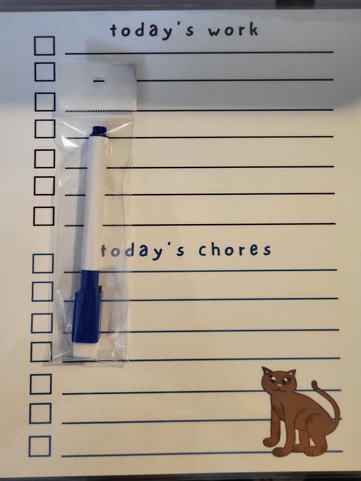 Cute Cartoon Brown Cat Laminated To Do List with Dry Erase Marker product image (1)