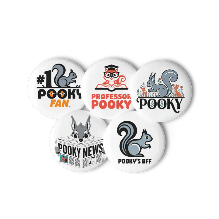 Original Pooky Artwork Buttons: Set of Five -P product image (3)