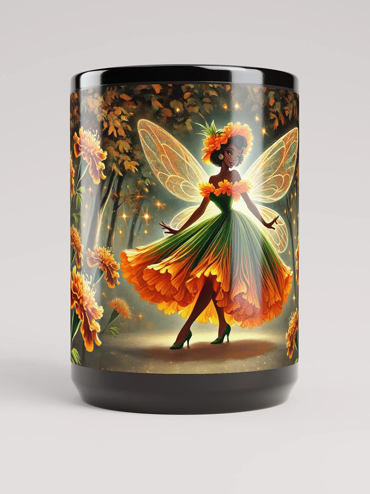 Enchanted Marigold Fairy 15 oz Black Glossy Mug product image (1)