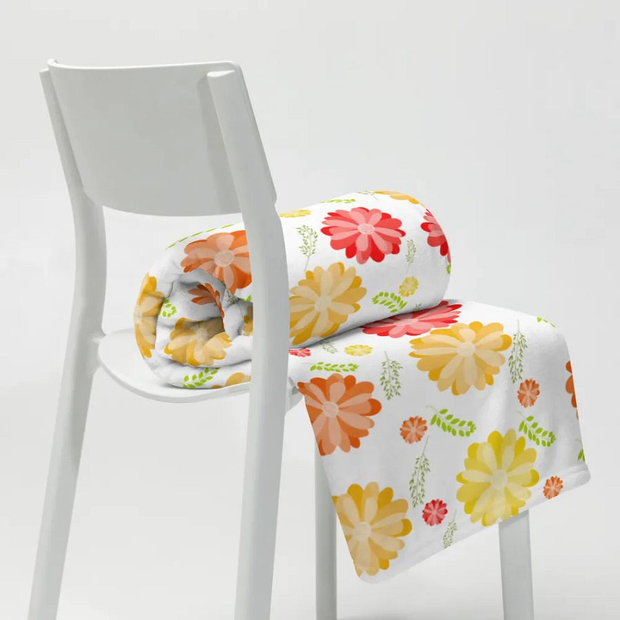 Orange Floral Blanket product image (9)