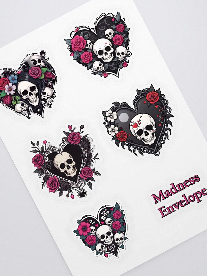 Gothic Heart With Skulls Sticker Set - Collector's Sticker Pack product image (1)