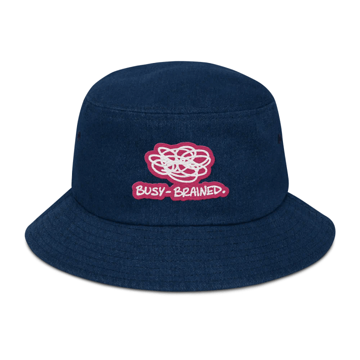 BUSY-BRAINED (pink bubble design 2) denim bucket hat product image (1)