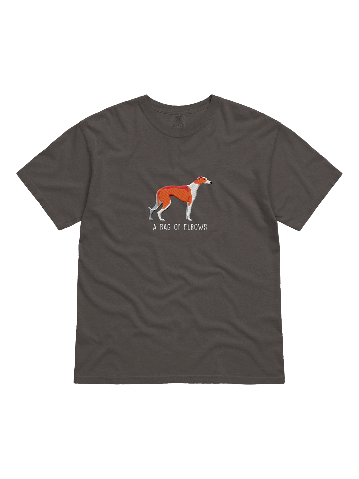 A Bag of Elbows T-Shirt(Embroidered) of a Greyhound(Red & White) product image (1)