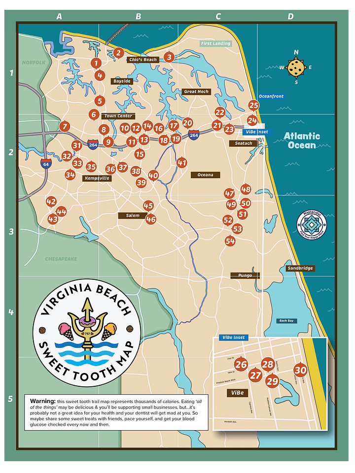 Virginia Beach 2025 Sweet Tooth Trail Map - instant digital download product image (2)