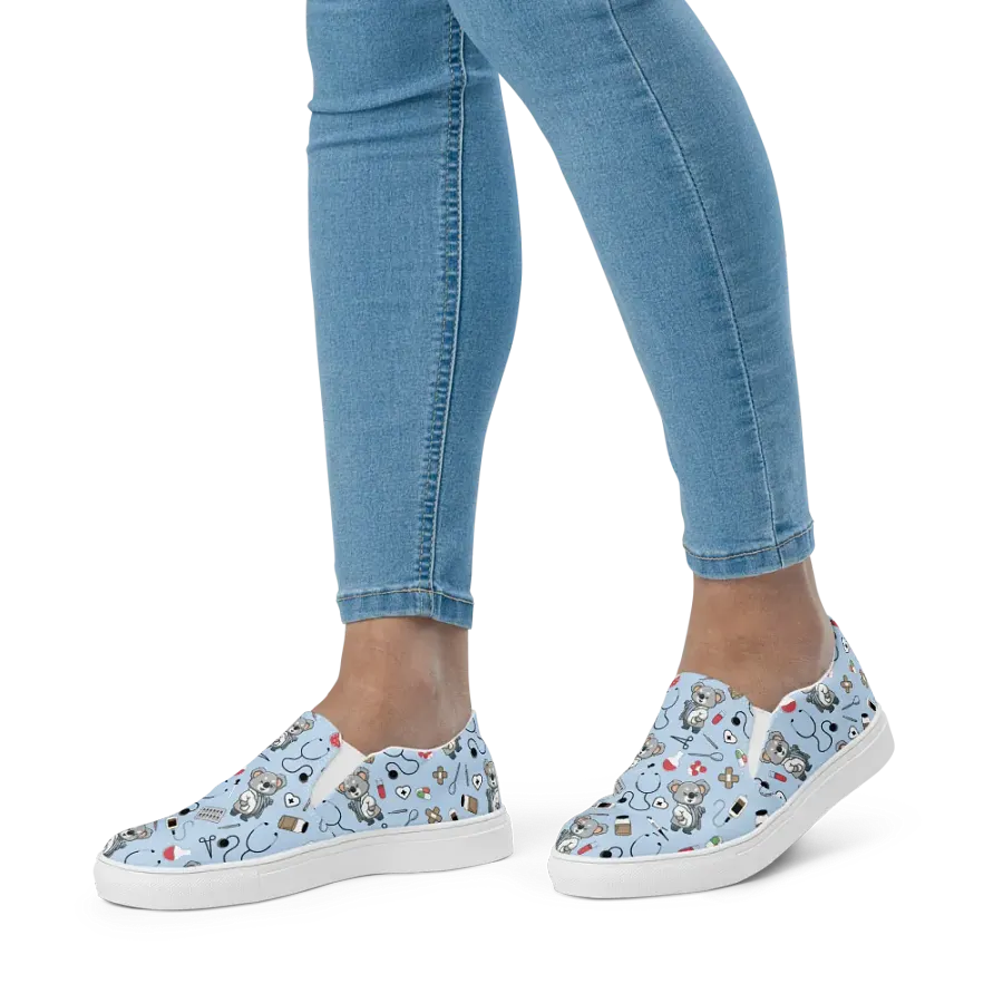 Cute Medical Koala Slip-On Canvas Shoes (Blue) product image (2)