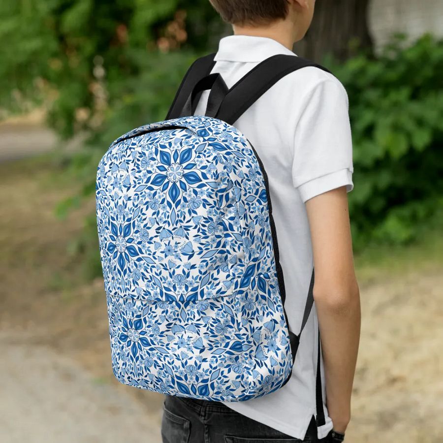 Blue Flower Kaleidoscope Backpack product image (3)