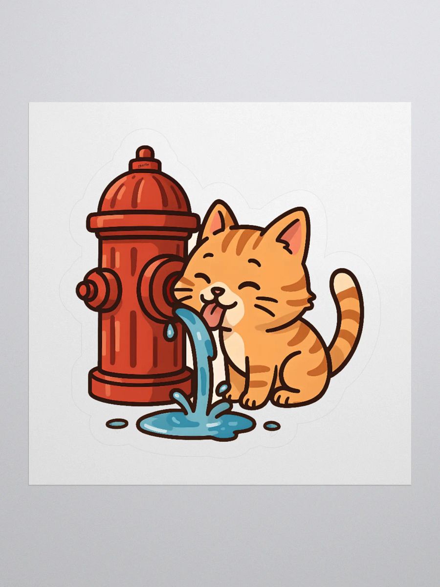 cat that likes water sticker product image (3)