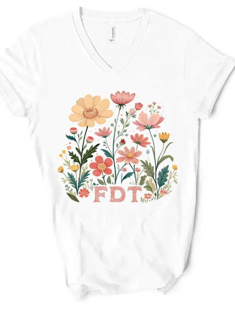 Floral FDT V-Neck Tee product image (20)