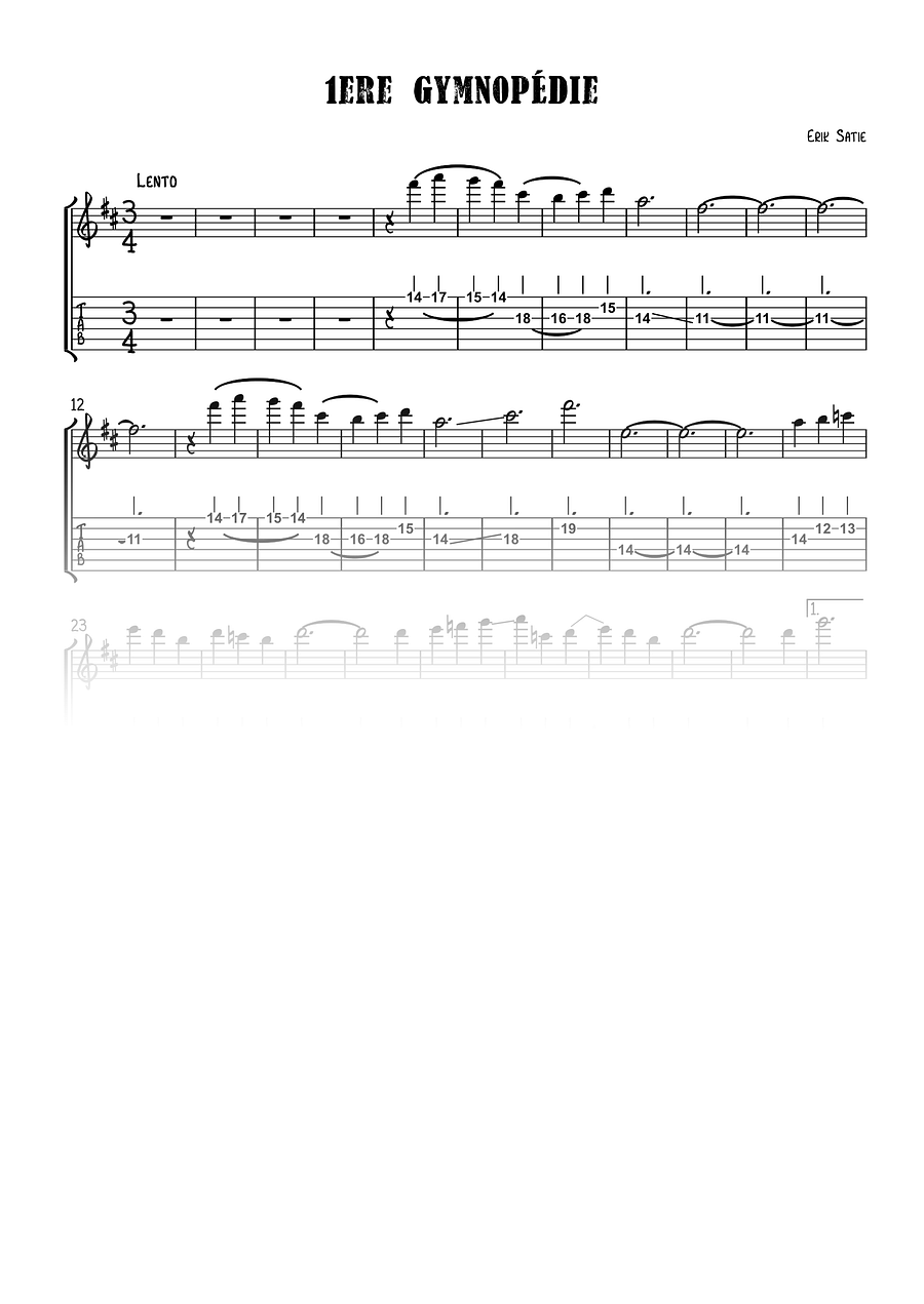 Gymnopedie #1 - Partitura + Tabs product image (1)