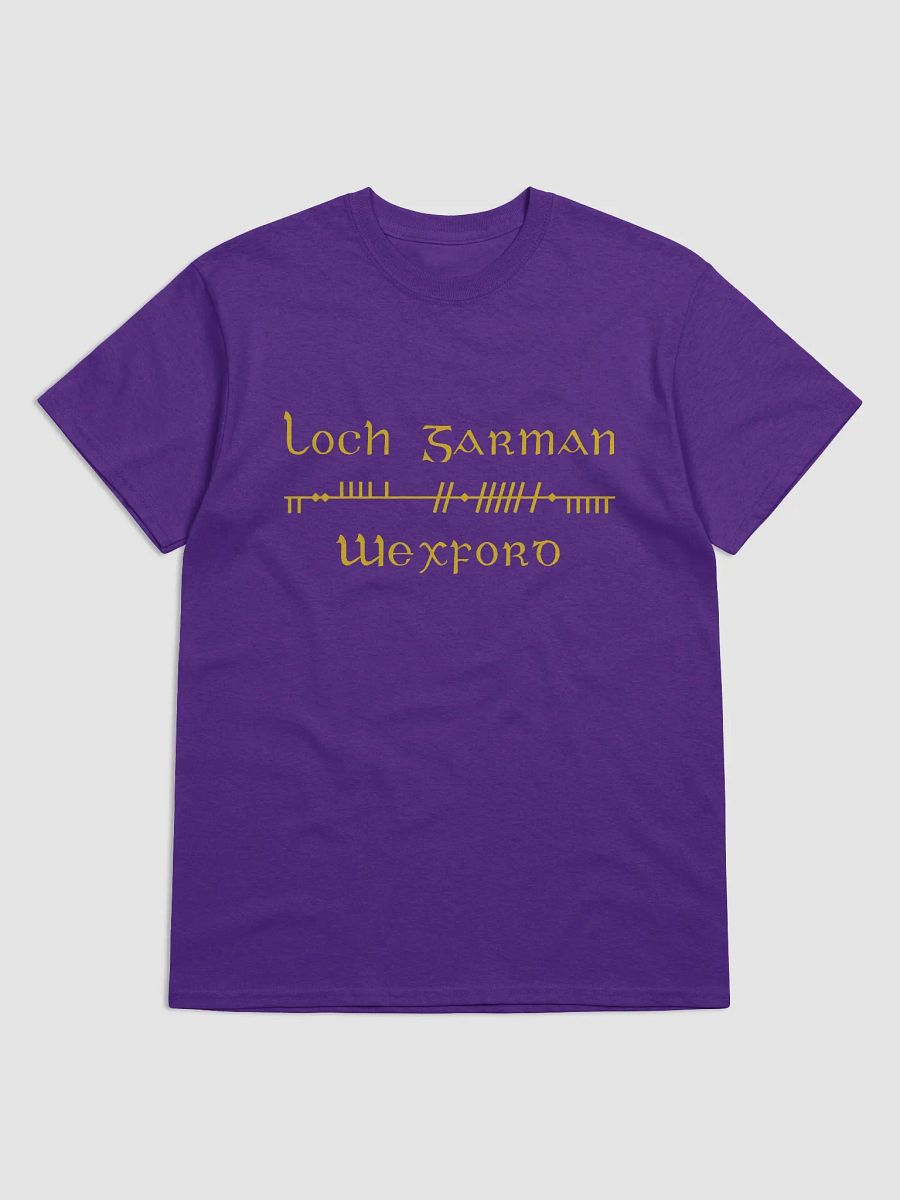 Wexford/Loch Garman Scholastic style Ogham purple printed T-shirt product image (1)