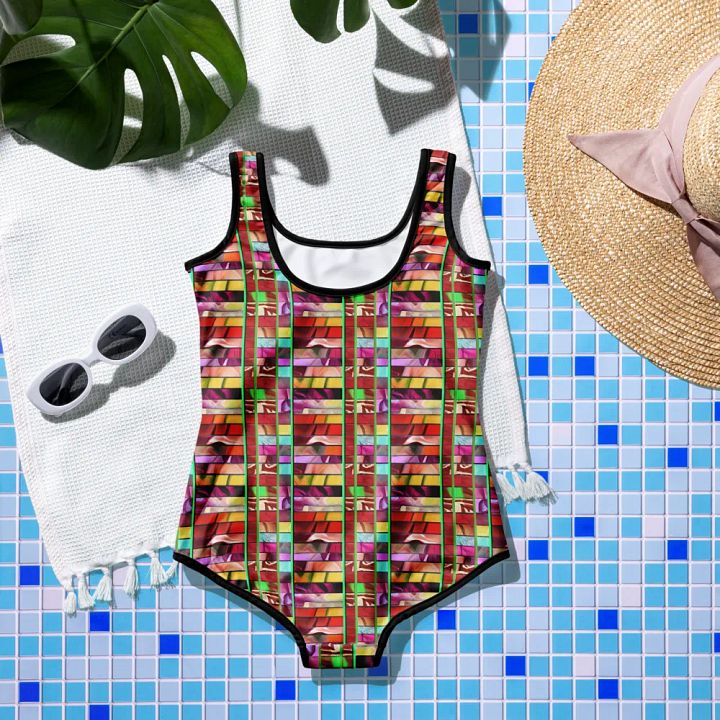 Block Party Fun: All-Over Print Youth Swimsuit product image (1)