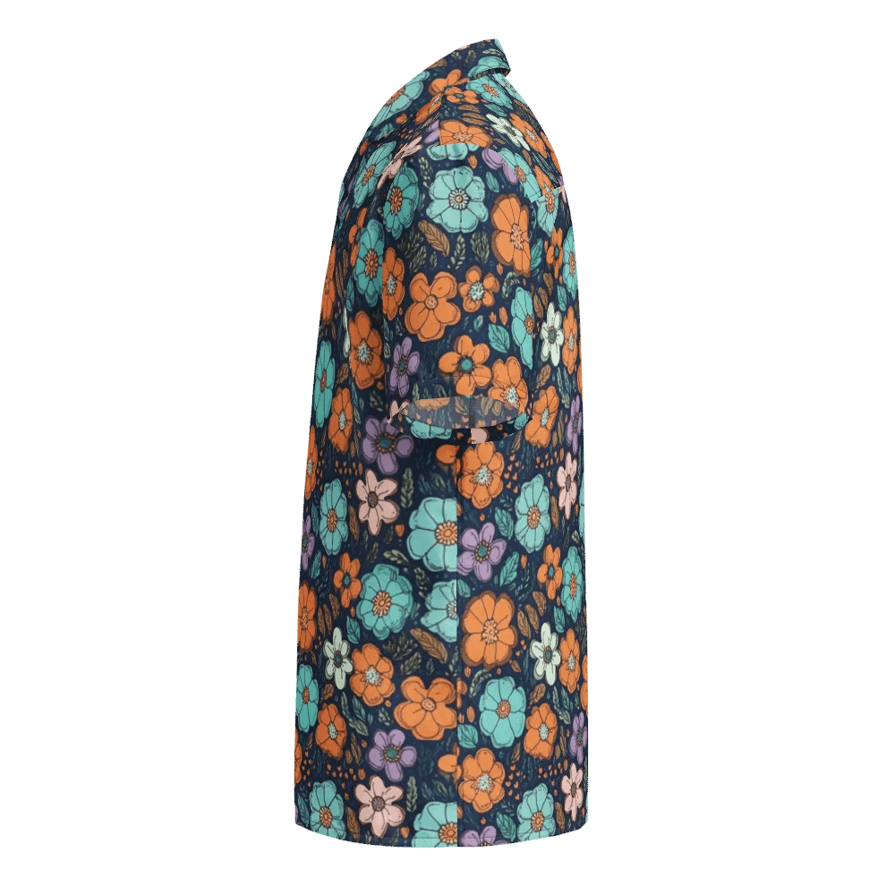 Retro Floral Pattern-Seamless Folk Art Design Hawaiian Shirt product image (3)
