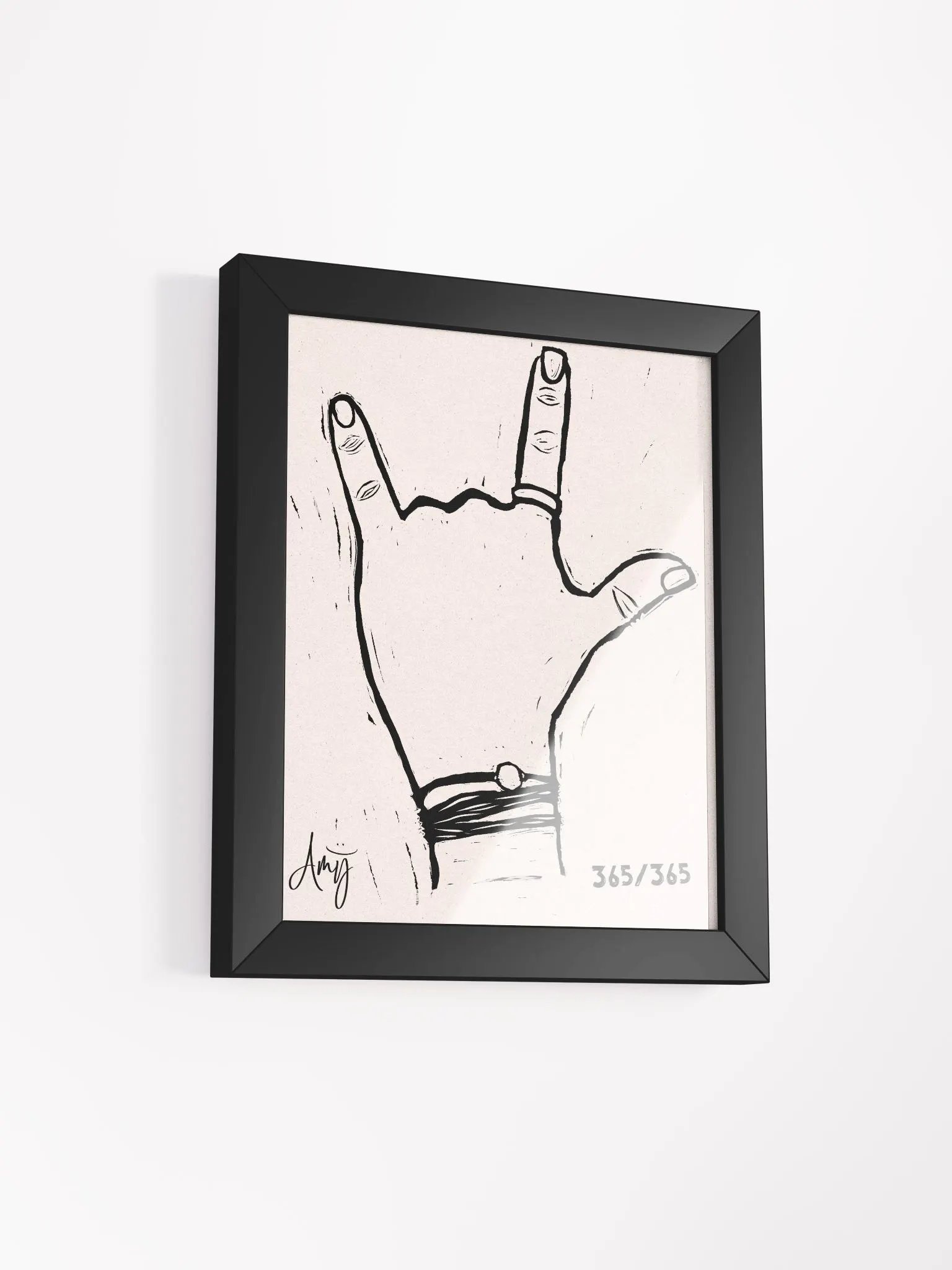 Linocut I Love You Art product image (14)