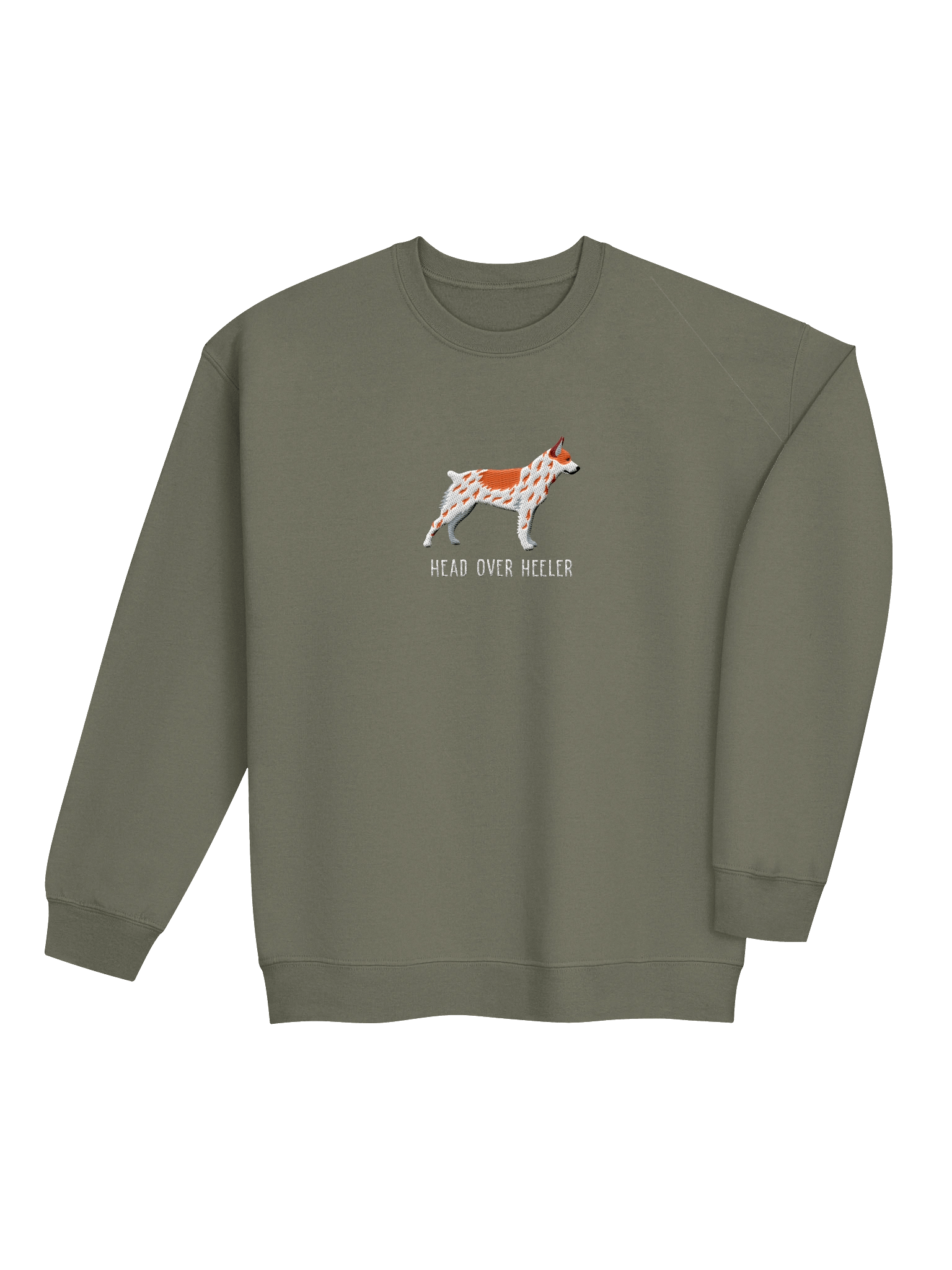 Head Over Heeler Sweatshirt (Embroidered) of an Australian Cattle Dog(Red Heeler, Docked Tail) product image (20)