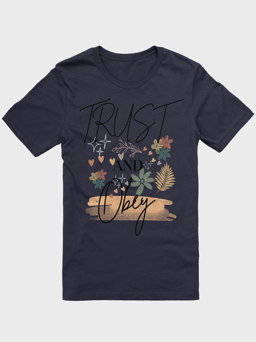 Boho Trust and Obey Christian T-Shirt – Soft Faith Tee with Neutral Aesthetic – Scripture-Inspired Shirt by KKacreations product image (1)