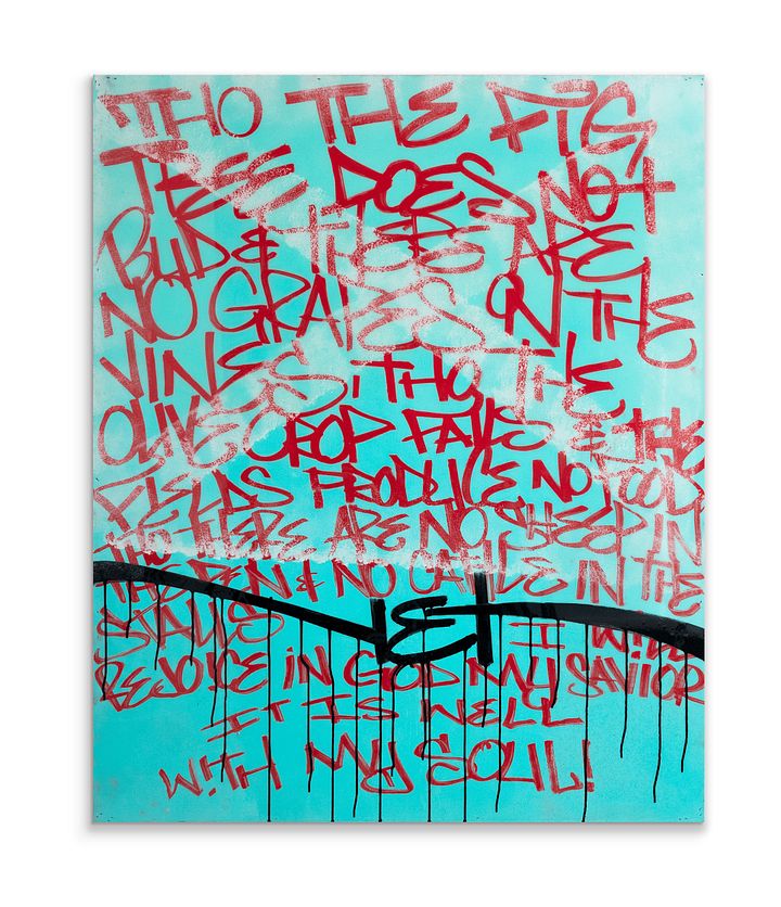 THE VERSE - Blue BG / Blood Orange Letters / White X - 40 x 48 product image (1)