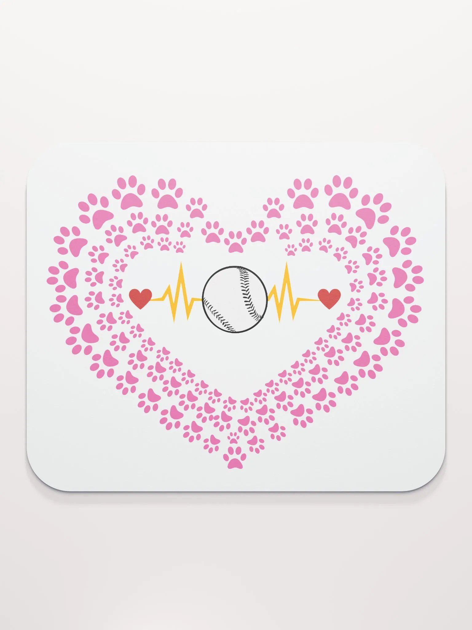 Heart Paw Print Baseball Mouse Pad product image (2)