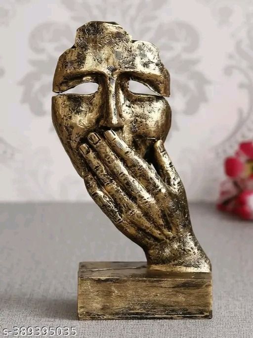 Antique Look Human Face with Hands on Mouth Handcrafted Decorative Showpiece product image (2)