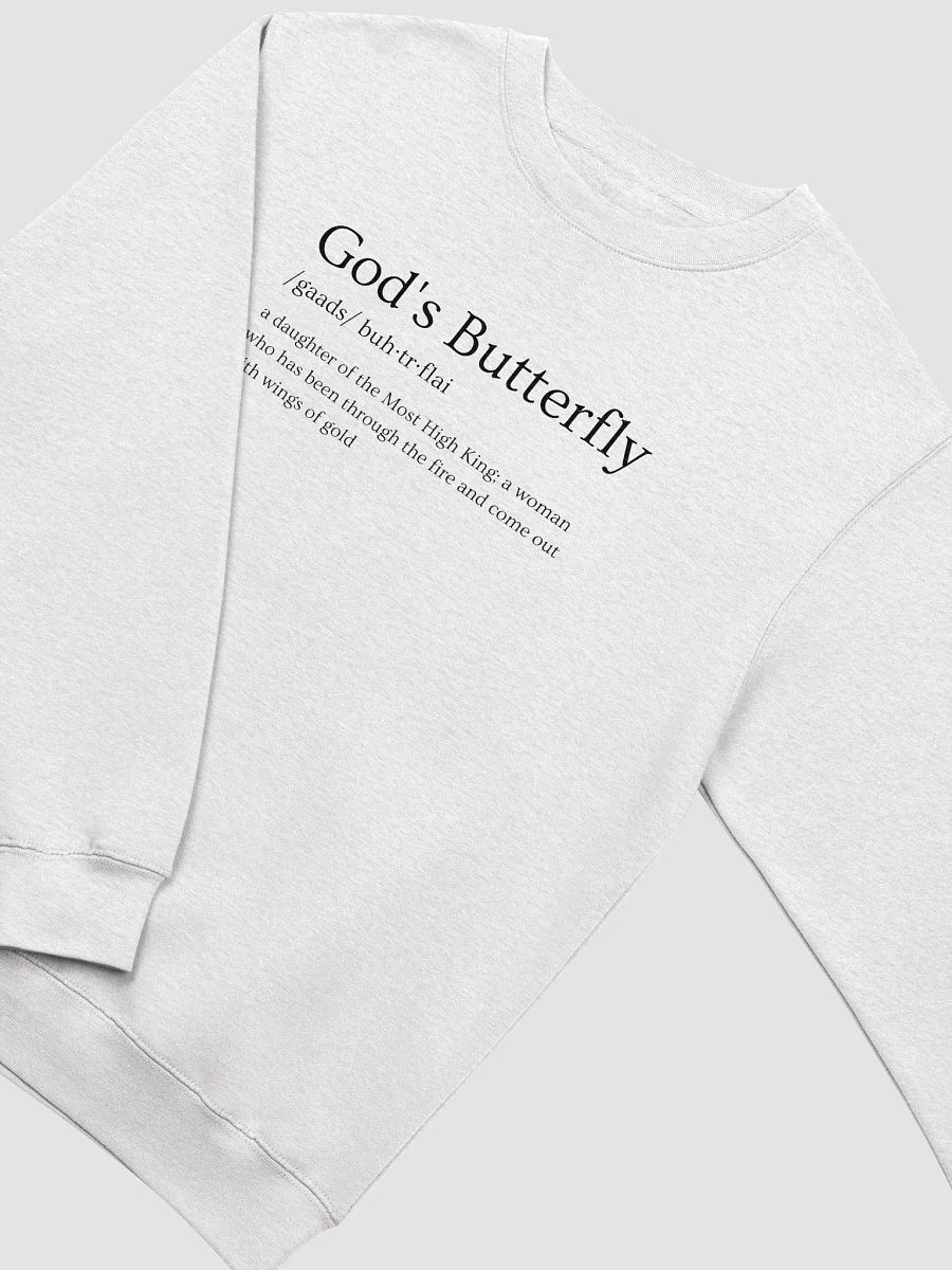 God’s Butterfly Defined Women’s Crewneck (Black Text) product image (3)