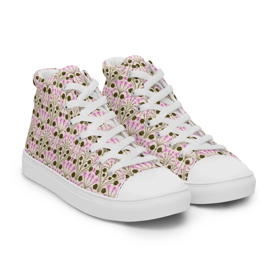 Alpine Serenity - Pink and Green - Women High Top Canvas Shoes product image (8)