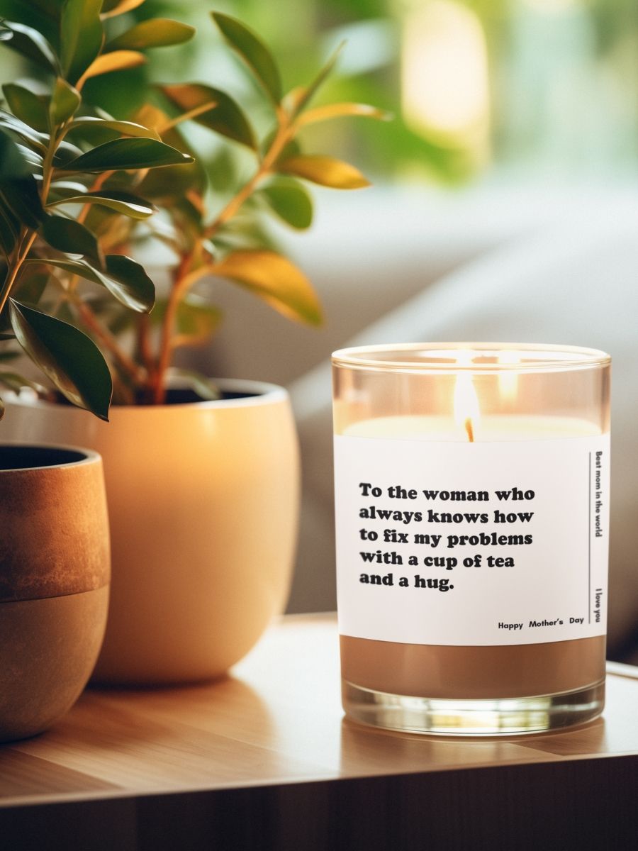 To the woman who always knows how to fix my problems with a cup of tea and a hug - Unscented Soy Candle product image (2)
