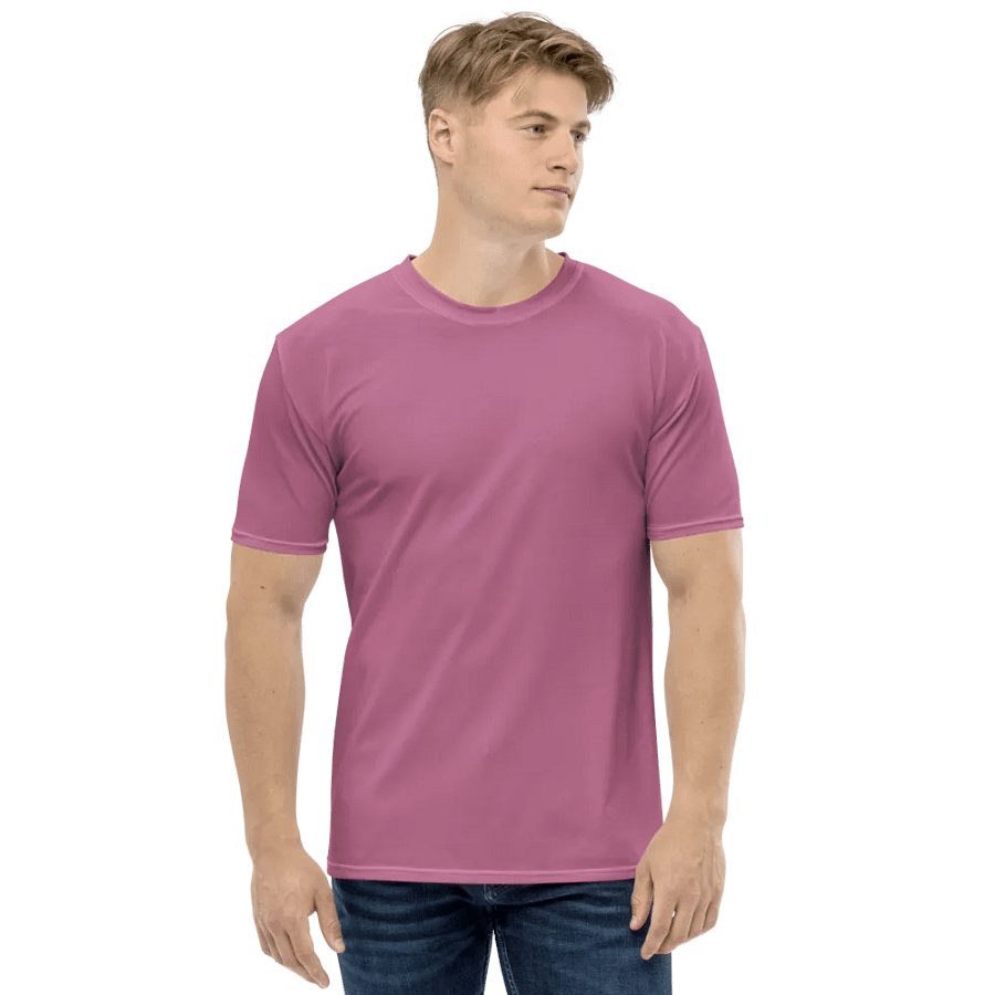 Plain Medium Dark Carnation Pink True Summer Men's Crewneck Polyester Heavyweight Premium T-Shirt by Treasure Pie product image (4)
