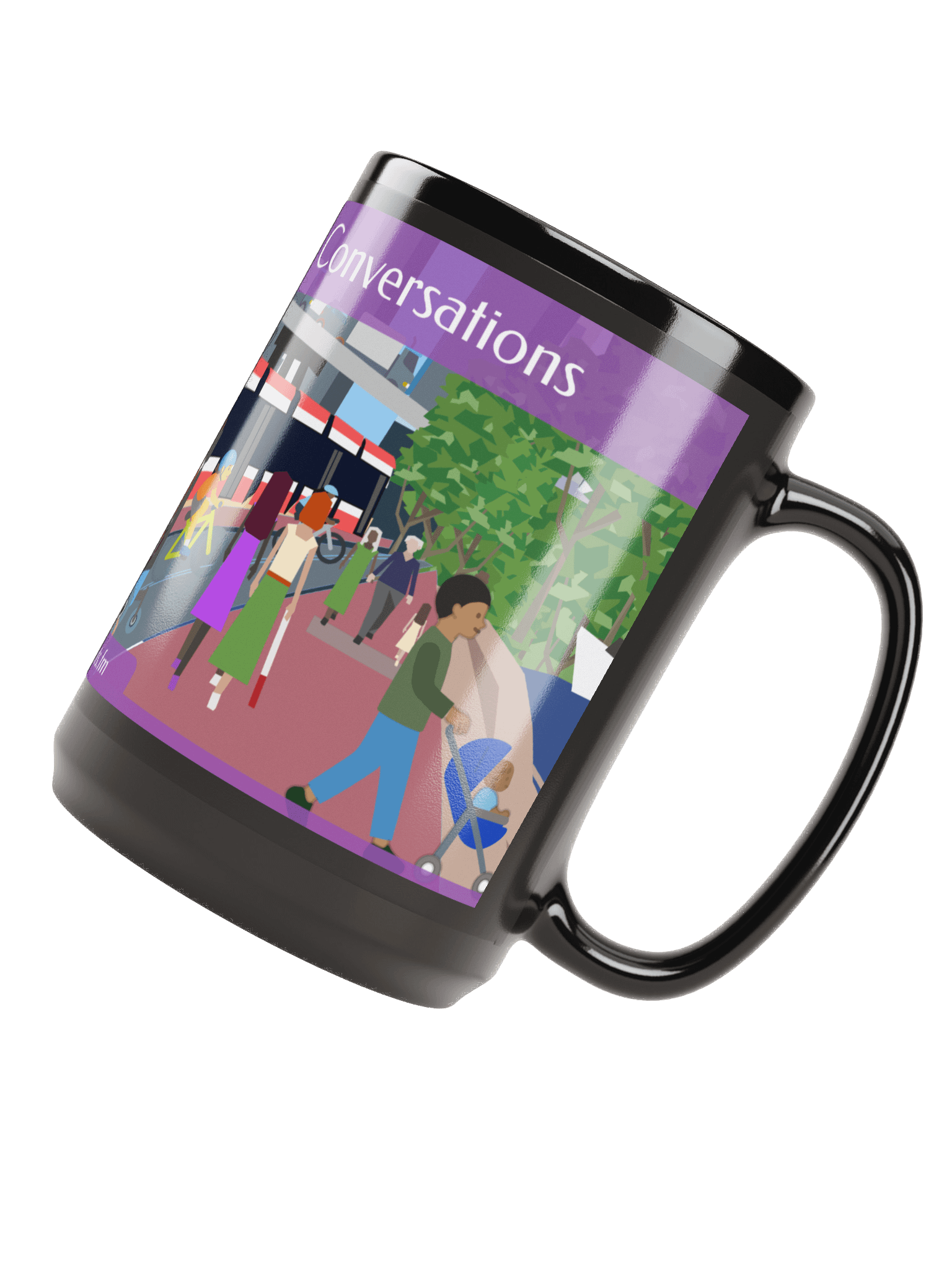 Curb Cuts and Conversations (Queen's Quay, Toronto Design): Mug - Large 440ml/15oz Glossy Black product image (4)