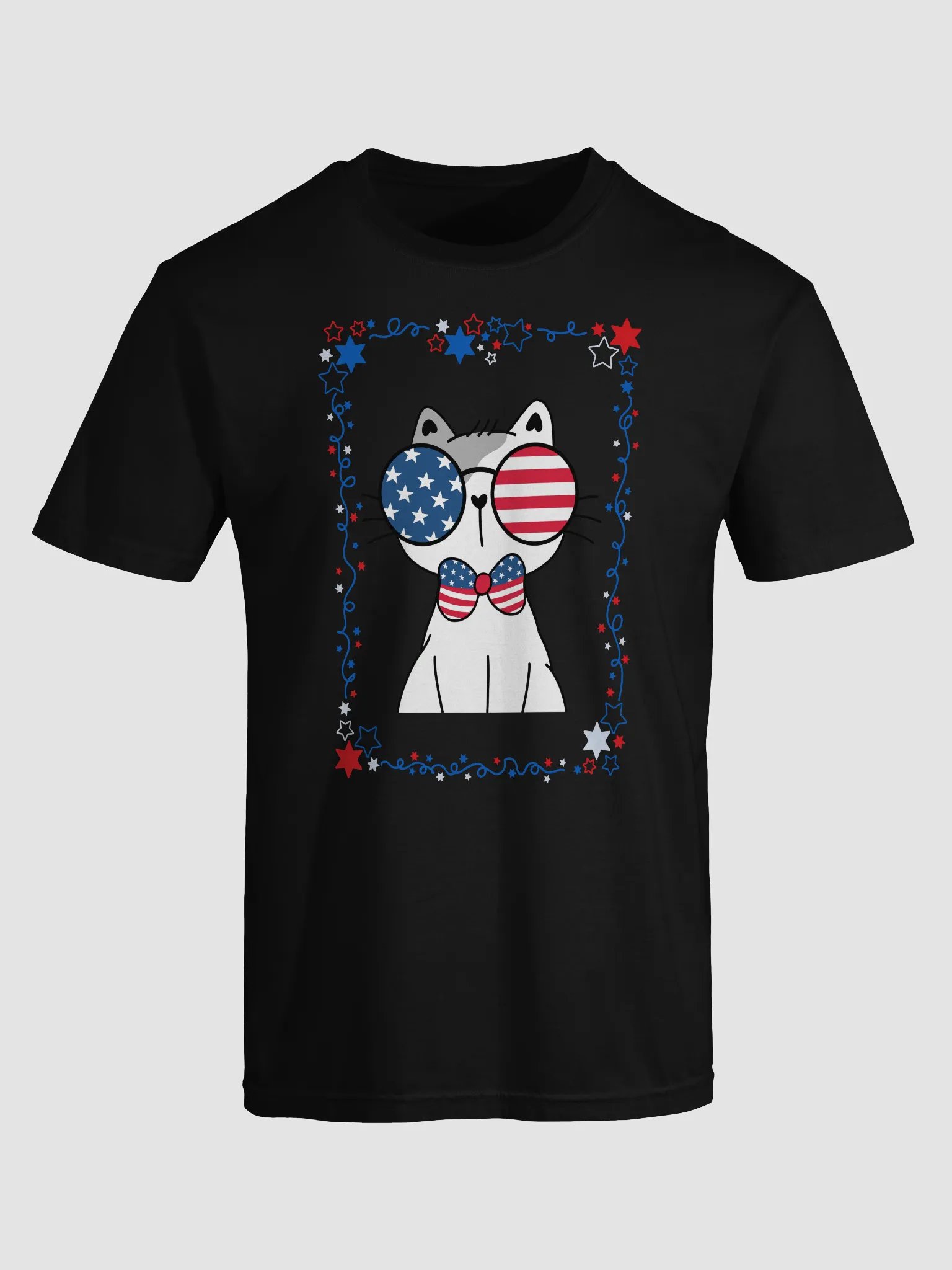 Cool Patriotic Cat with Glasses T-Shirt product image (8)