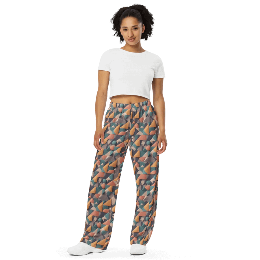 Geometric Fusion Wide-Leg Pants product image (9)