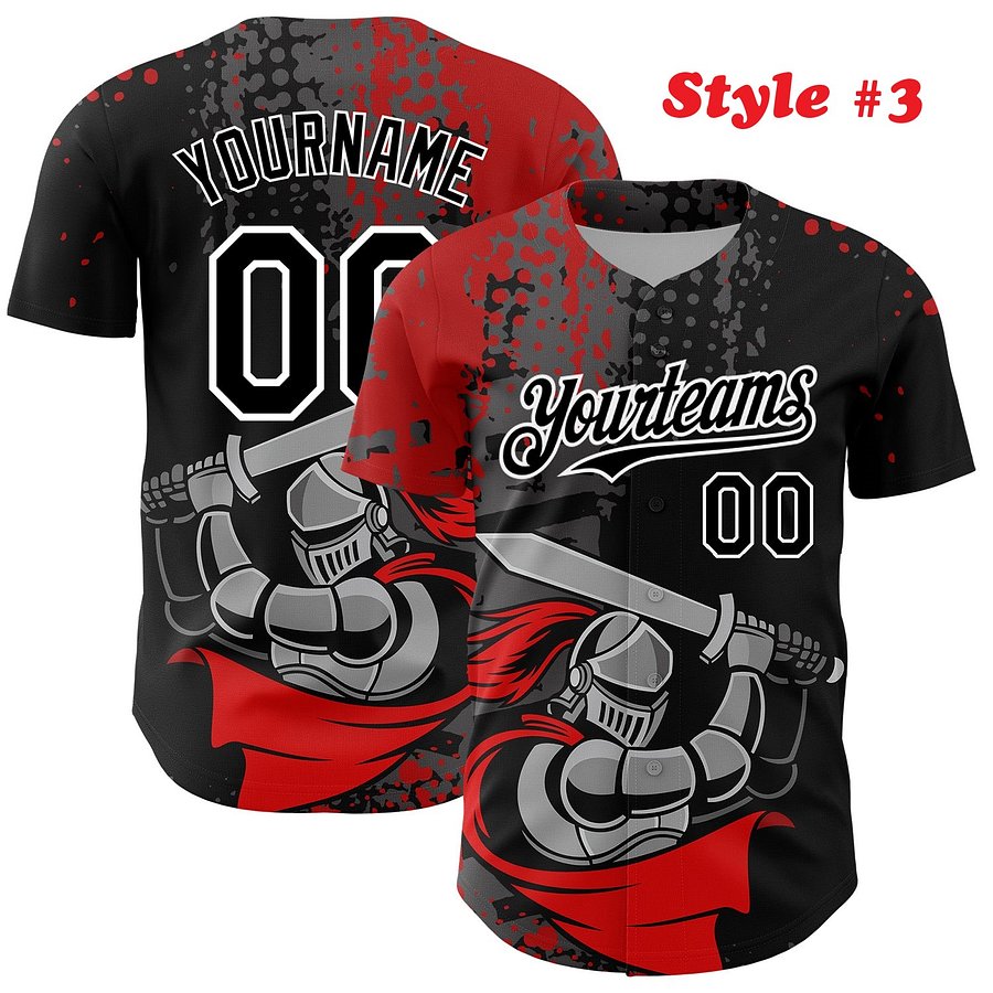 Authentic Baseball Jersey, Custom Baseball Jersey, Personalized Sport Jersey, Colorful, Number, Knight Hero Art product image (203)