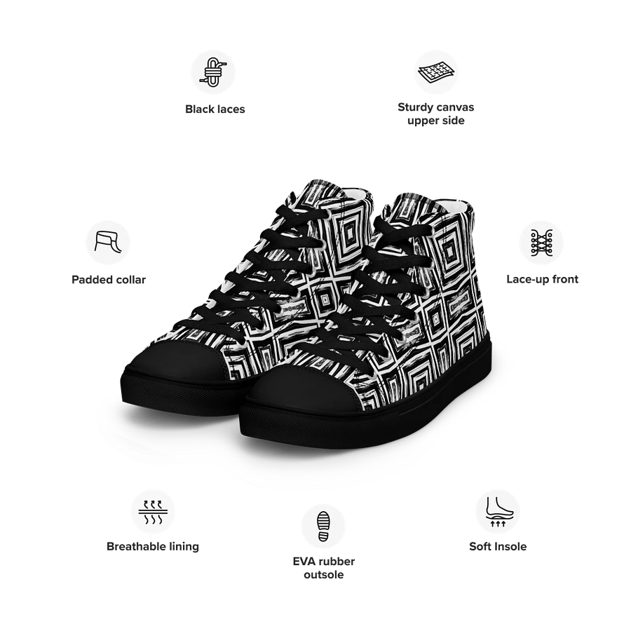 Abstract Monochrome Repeating Pattern Men's Canvas Shoe High Tops product image (17)