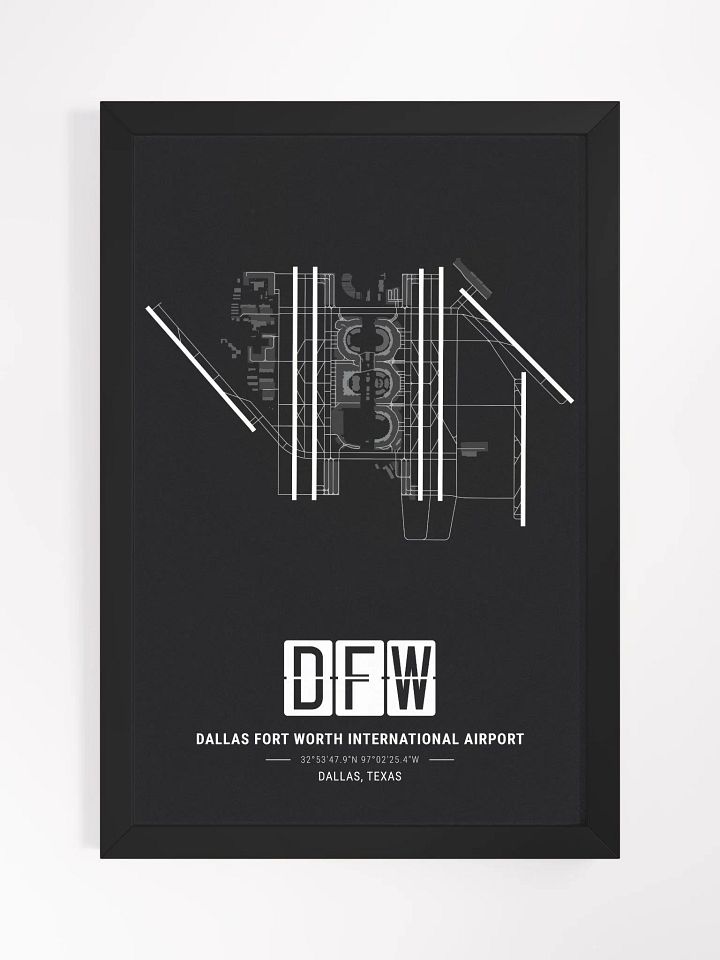 Framed Airport DFW Premium Map On Matt Paper product image (1)