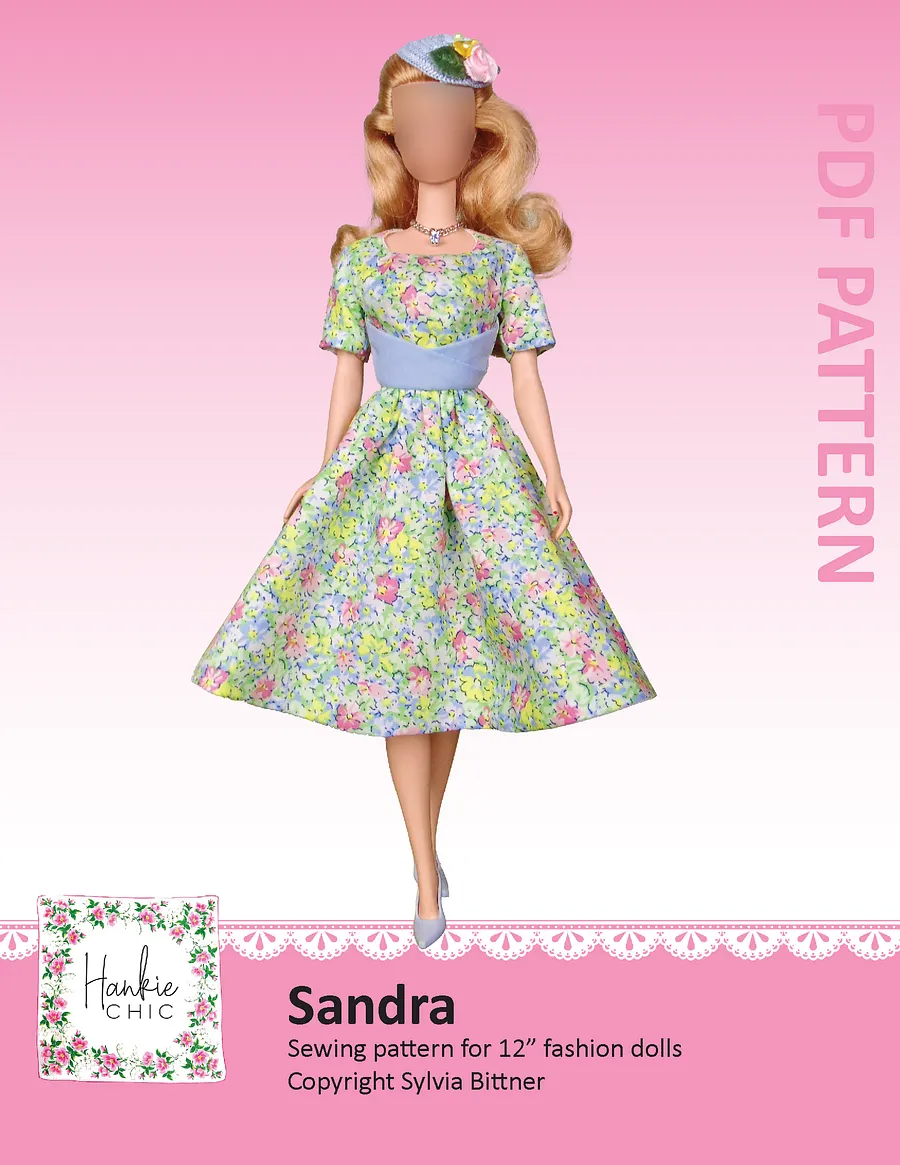 Sandra sewing pattern for 12" fashion dolls product image (1)