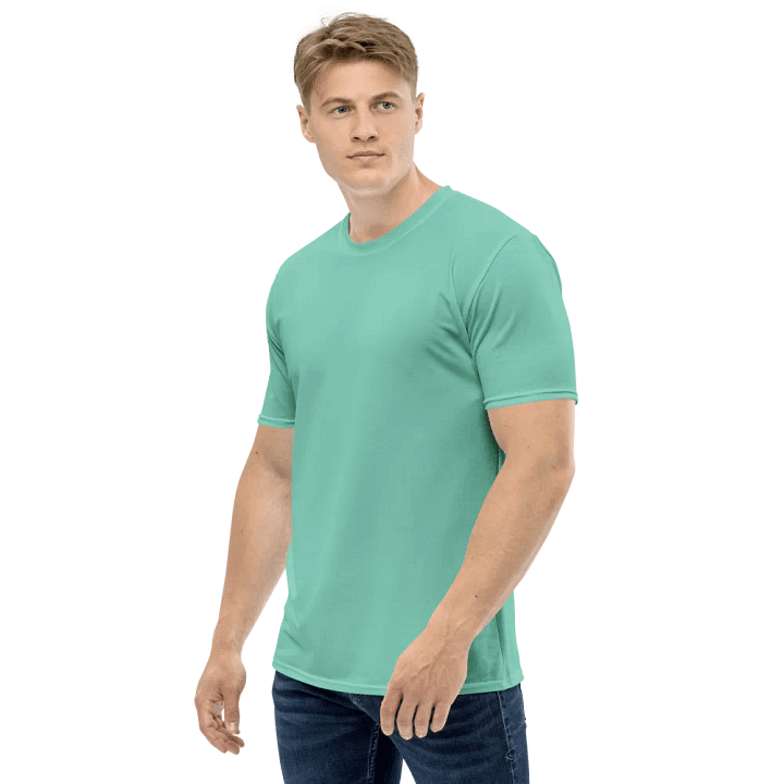 Plain Light Pastel Green Light Summer Men's Crewneck Polyester Heavyweight Premium T-Shirt by Treasure Pie product image (2)