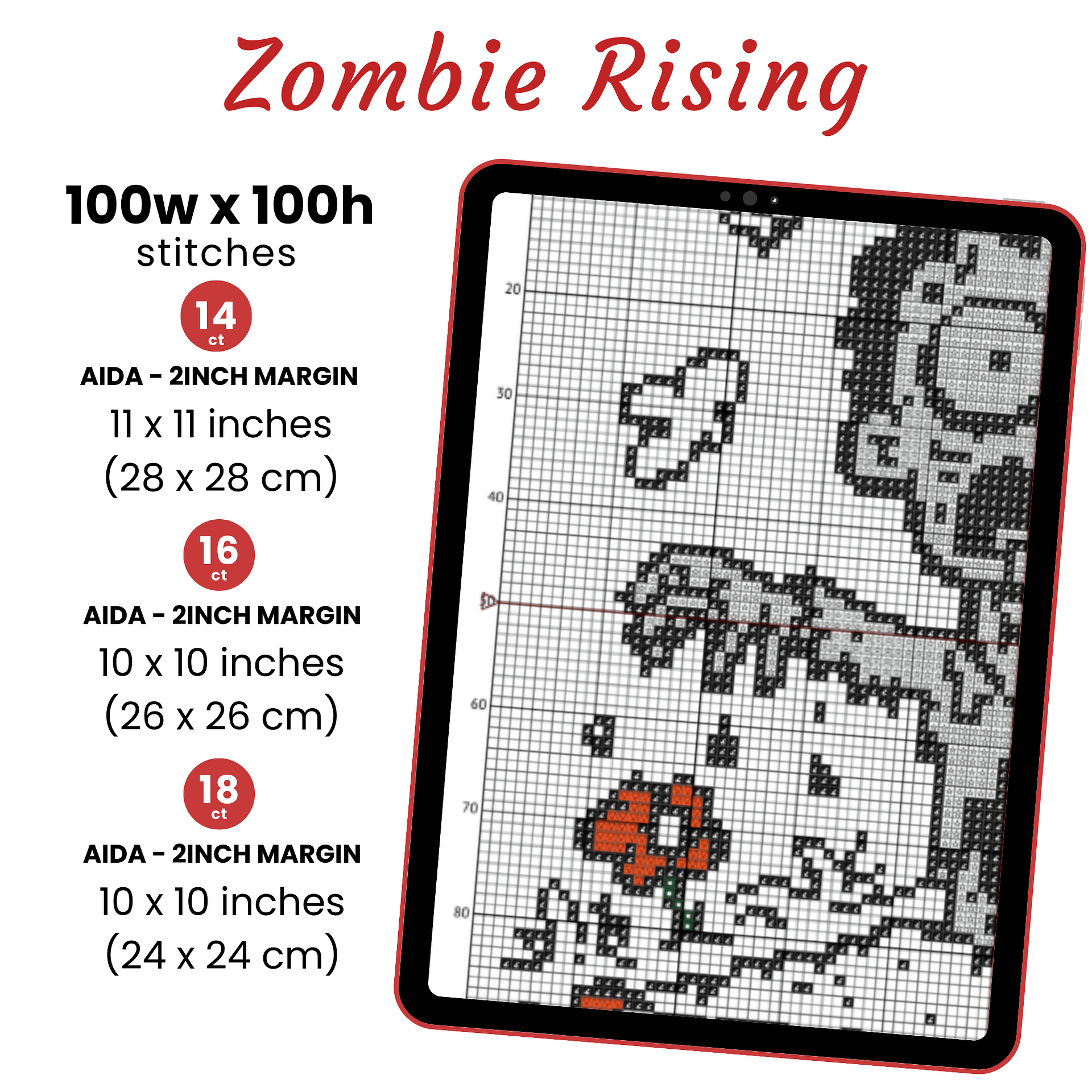Zombie Rising Cross Stitch Pattern product image (2)