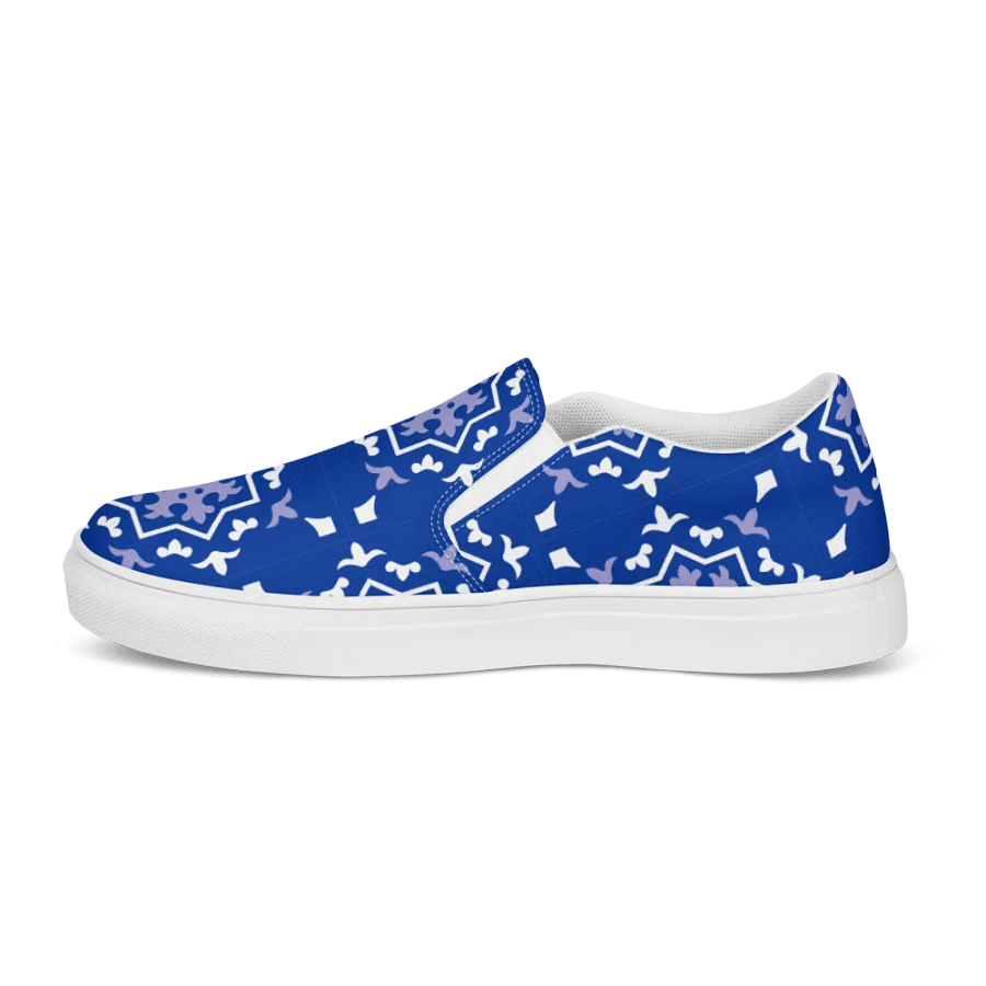 Blue Tile Canvas Slip-Ons for Women product image (8)