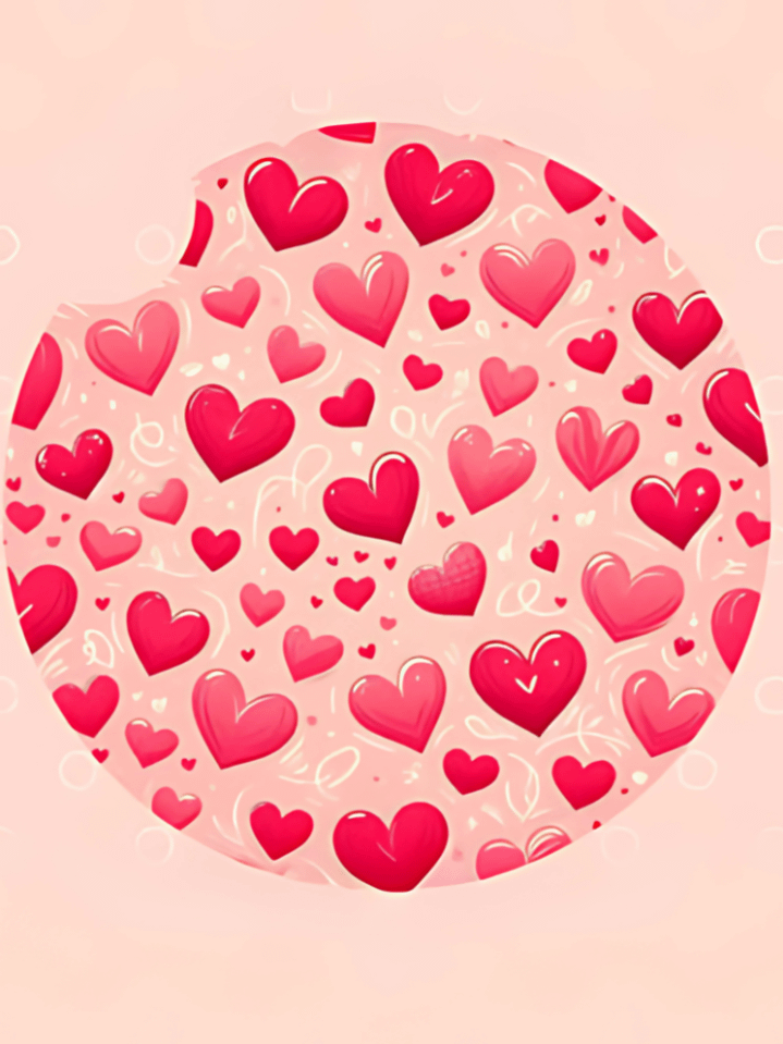 Romantic Red Hearts Car Coaster Design – Pink Background Valentine Sublimation PNG – Perfect Car Accessory – 300 DPI Instant Digital Download product image (1)