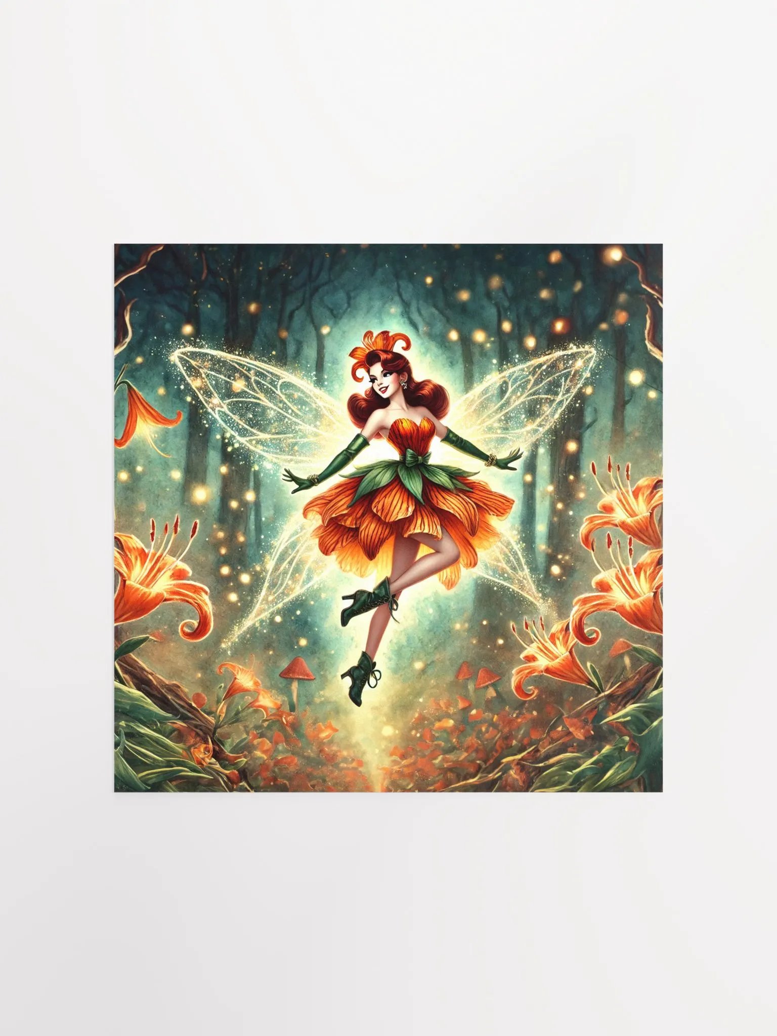 Enchanted Orange Lily Fairy Premium Matte Poster product image (4)