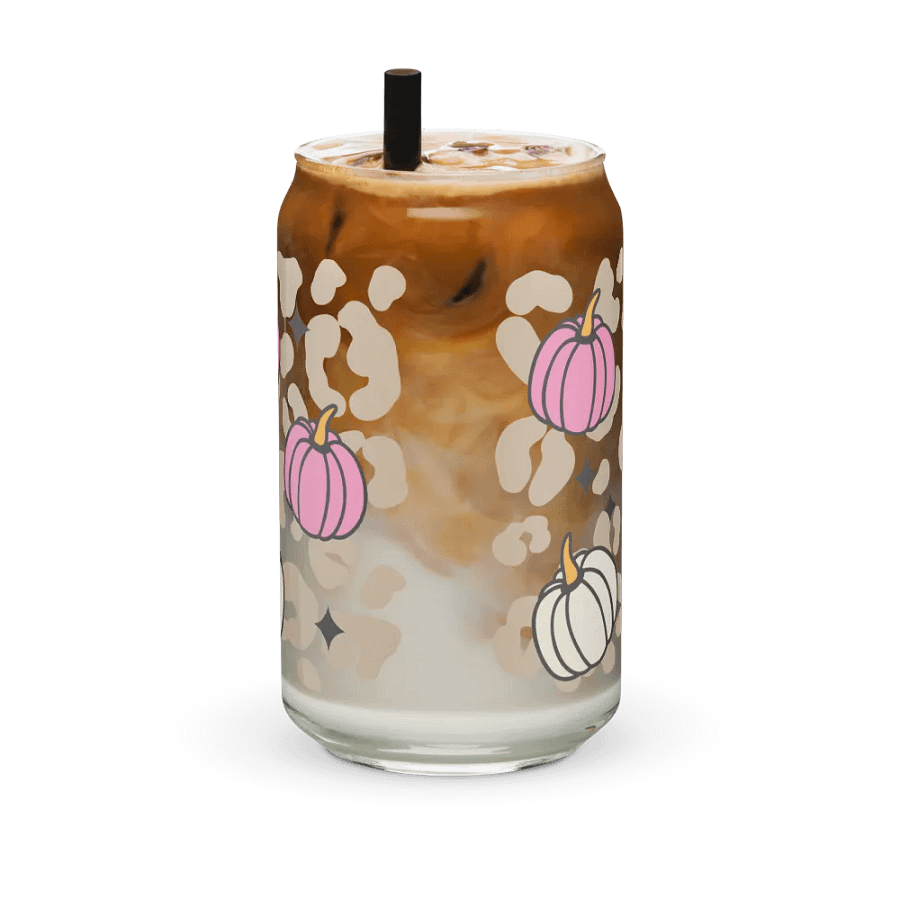 Pink Starry Pumpkin Can Glass, Wood Cover and Metal Straw product image (11)