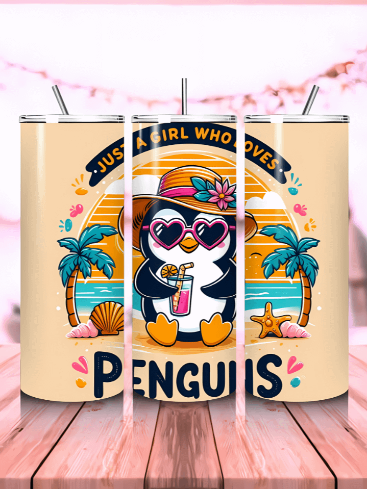 Penguin Lover Tumbler Wrap PNG – 20oz Skinny Sublimation Design – Cute Winter Birds Theme – 300 DPI Instant Digital Download product image (1)