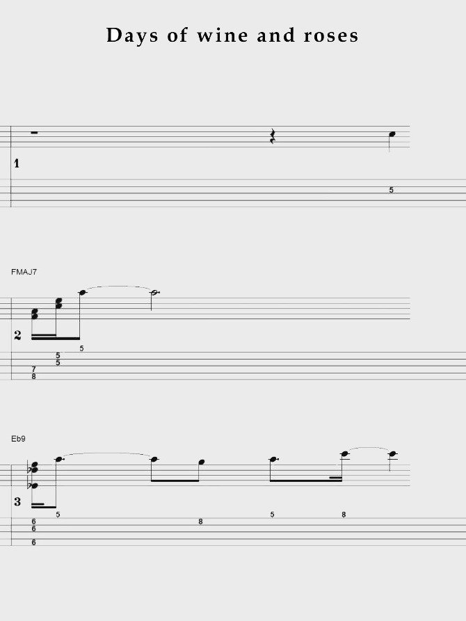 Days of wine and roses - Guitar sheet music product image (1)