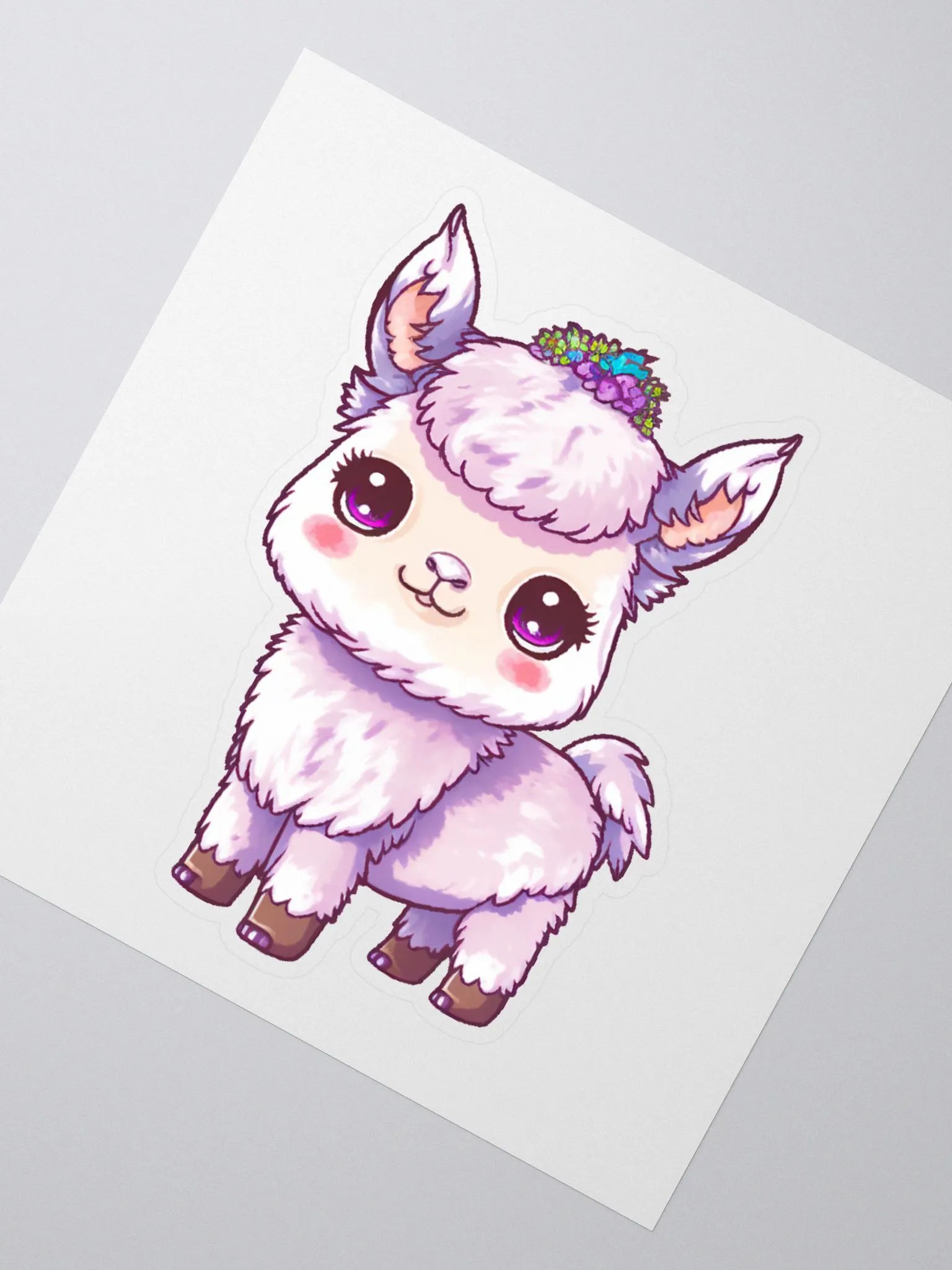 Cute Llama with Flowers Stickers product image (5)