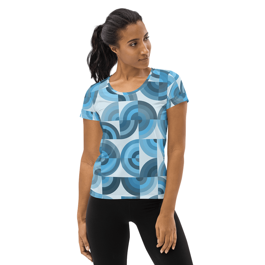 Symmetric Blue Geometric Women's Athletic Tee product image (1)