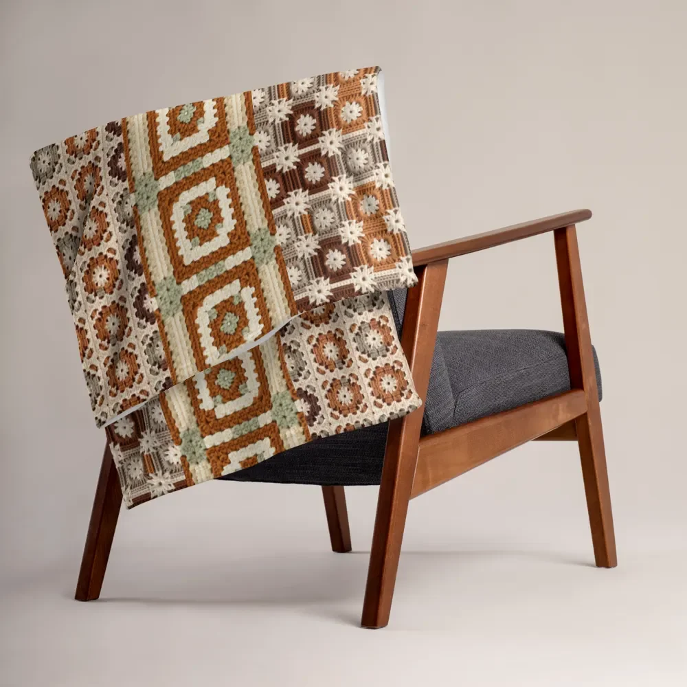 Fall Colors Granny Knit Patchwork Throw Blanket product image (2)