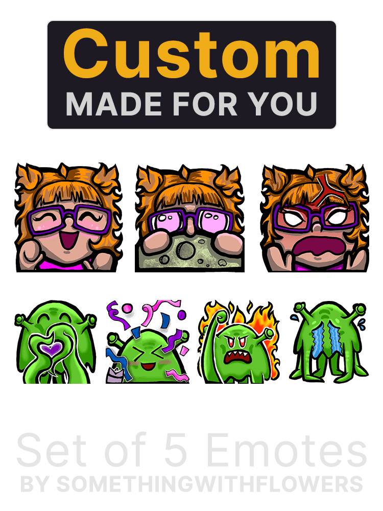 (Set of 5) Custom Handdrawn Emote by SomethingWithFlowers product image (1)